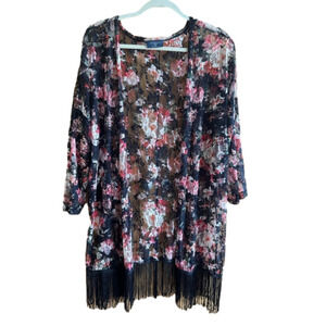 Scarlett Open Front Sheer Duster with Fringe